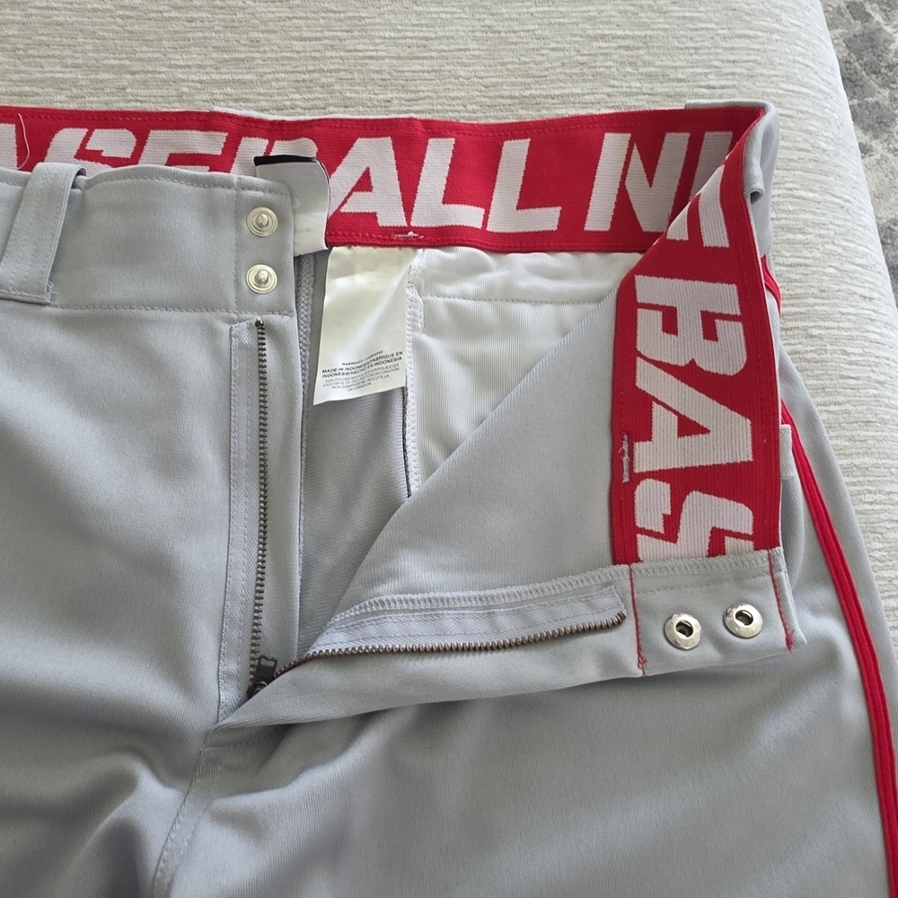 NIKE Baseball Men's Gray Pants with Red Accents Size M - Picture 9 of 12